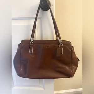 COACH brown leather satchel gold hardware